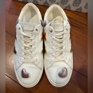 Kurt Geiger White Sneakers with Metallic Heart Details